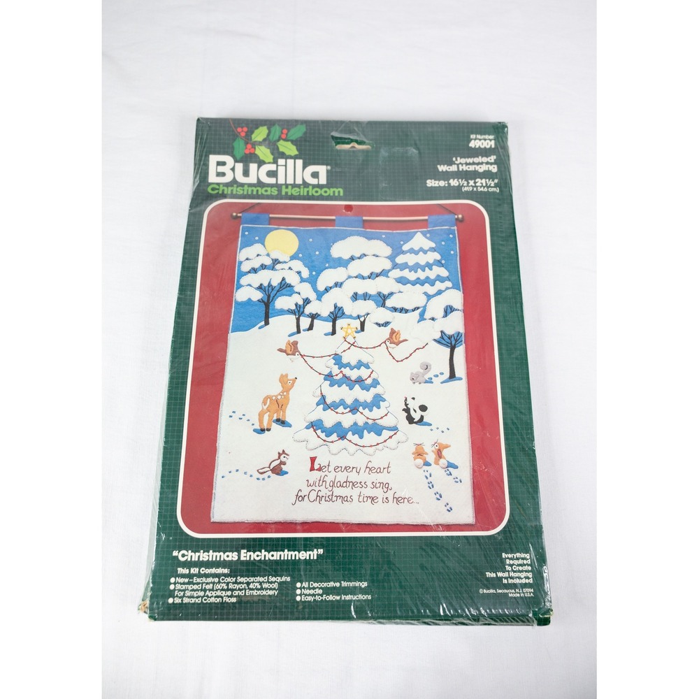 Bucilla Christmas Enchantment Wall‎ Hanging Kit New Vintage 49001 Jeweled